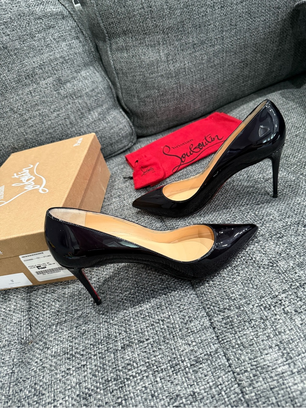 Christian Louboutin Black Patent 85mm Pumps size 38.5, READ DESCRIPTION - Picture 4 of 10